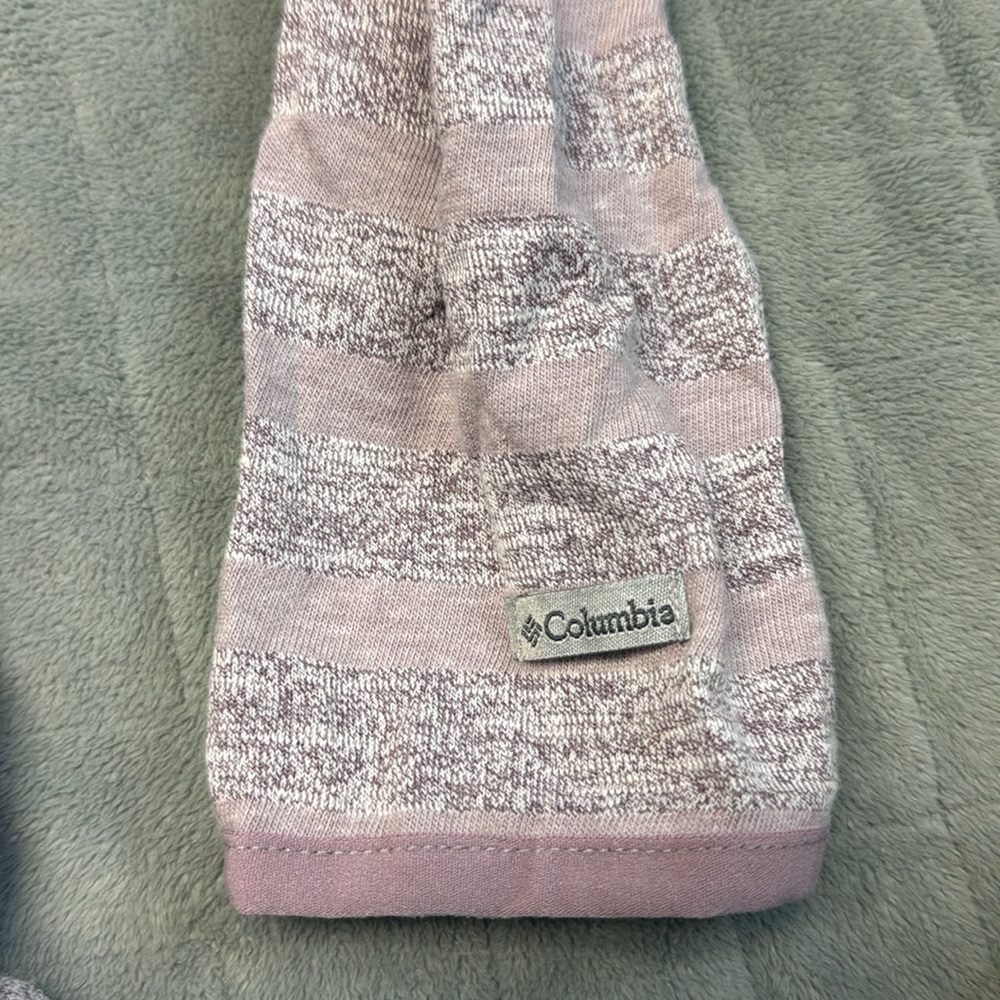 Columbia Hooded Sweatshirt, Jacket, Zip-up, Mauve, Pink, Striped, Size M - Picture 4 of 9